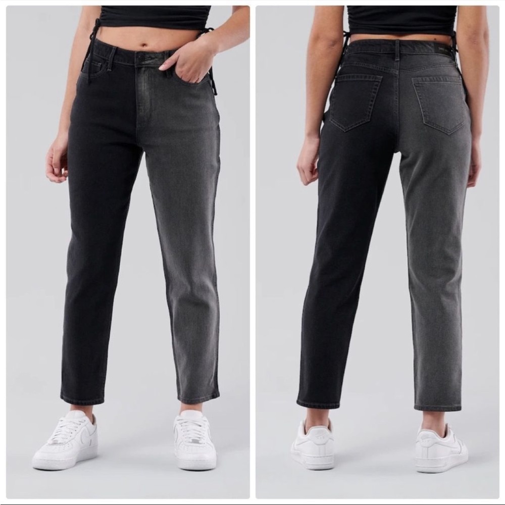 Hollister Black Spliced Curvy High Rise Mom Jeans Size 7 Regular